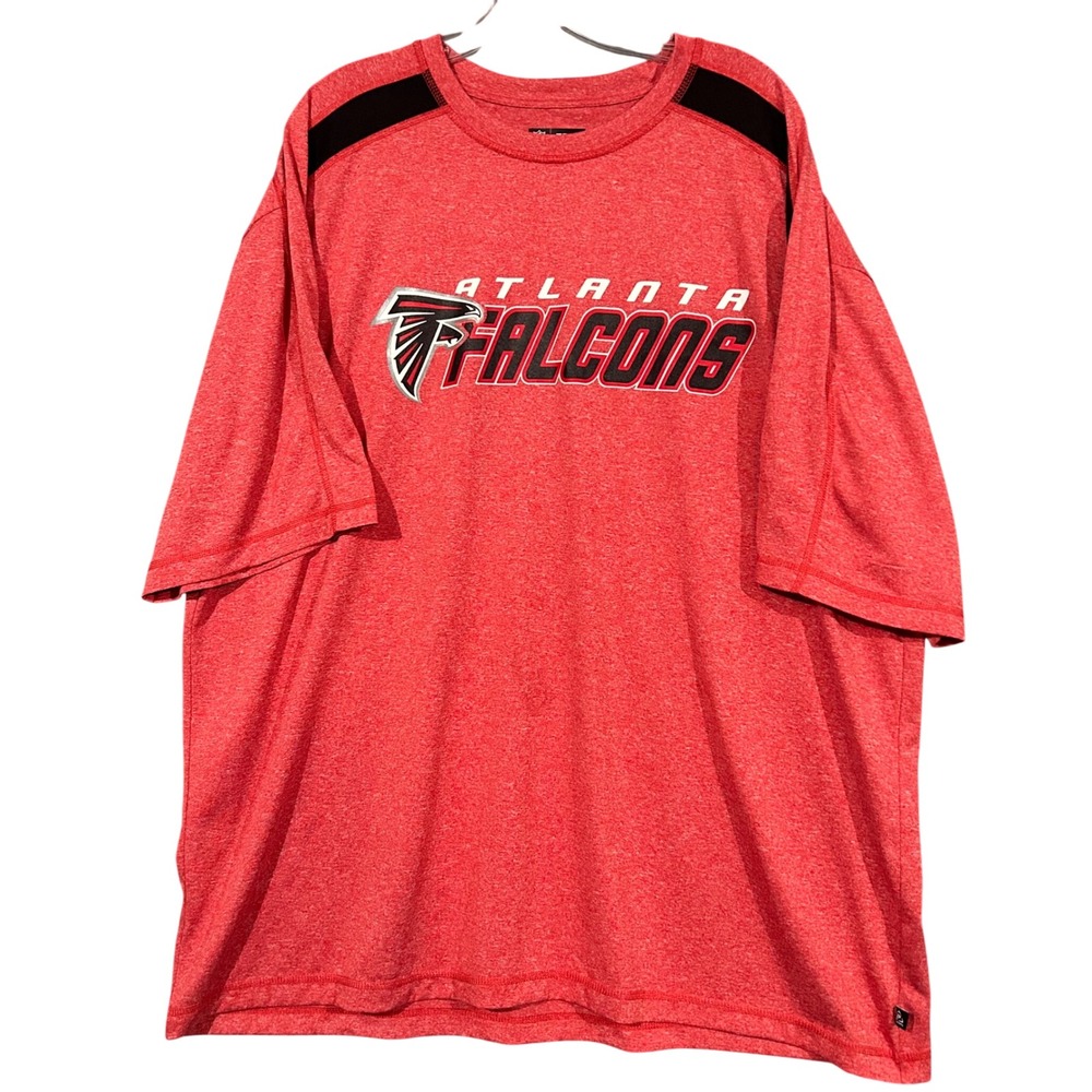 NFL Team Apparel Atlanta Falcons Mens 2XL Red Heather Performance T-Shirt Logo